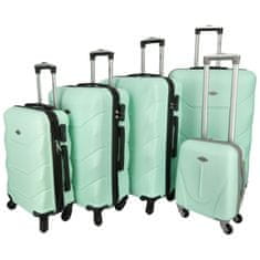 RGL Pětidílná sada cestovních plastových kufrů Sonrado, světle zelená