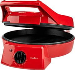 Nedis pec na pizzu a gril/ 3 nastavení teploty/ velikost grilovací desky 30 cm/ spotřeba 1800 W/ červený (hliník)