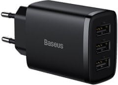 BASEUS kompaktní nabíječka 3U, 17W, černá