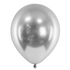 PartyDeco Balónek latexový lesklý Glossy stříbrný 30 cm 50 ks