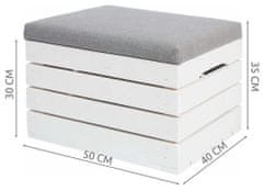 Iso Trade ISO 3636 Taburet s polstrovaným víkem 40 x 50 x 35 cm šedo - bílá 15252