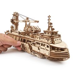 UGEARS 3D dřevěné mechanické puzzle Výzkumný parník