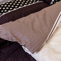 Darymex Ložní prádlo z mikrovlákna 140x200 Darymex hnědo-béžovo-šedé geometrické pruhy glamour