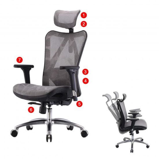 MCW Kancelářská židle SIHOO Kancelářská židle, ergonomická, nastavitelné područky, nosnost 150 kg