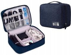 INNA Prostorná cestovní taška organizér na kabely pro digitální zařízení tmavě modrá