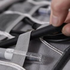INNA Prostorná cestovní taška organizér na kabely pro digitální zařízení šedá