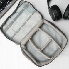 INNA Prostorná cestovní taška organizér na kabely pro digitální zařízení šedá