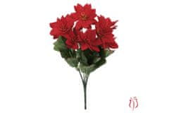 Autronic Puget vánočních růží, poinsécek červených (7hlav) . Květina umělá. UK-0030, sada 6 ks
