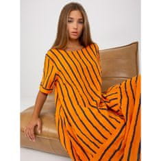 ITALY MODA Dámské šaty pruhované midi oversize LAMONT oranžové DHJ-SK-3243.97_388706 Univerzální