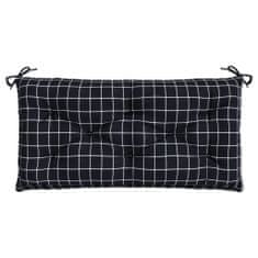Vidaxl Poduška na zahradní lavici černá károvaná 110x50x7 cm textil