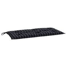 Vidaxl Poduška na zahradní lavici černá károvaná 110x50x7 cm textil