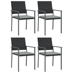 Greatstore Zahradní židle s poduškami 4 ks černé 54x62,5x89 cm polyratan