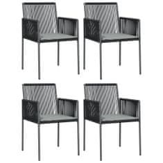 Vidaxl Zahradní židle s poduškami 4 ks černé 54x60,5x83,5 cm polyratan
