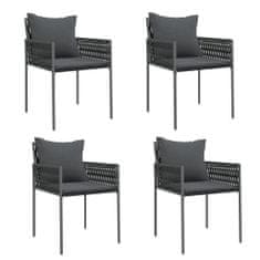 Greatstore Zahradní židle s poduškami 4 ks černé 54 x 61 x 83 cm polyratan