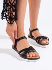 Amiatex Designové dámské černé sandály na klínku, černé, 39