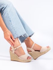 Amiatex Designové hnědé sandály dámské na klínku, odstíny hnědé a béžové, 40