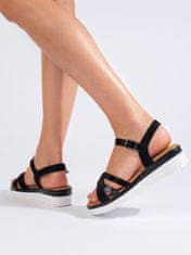 Amiatex Designové dámské černé sandály na klínku, černé, 39