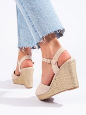 Amiatex Designové hnědé sandály dámské na klínku, odstíny hnědé a béžové, 40