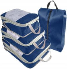 INNA Cestovní taška Kosmetické organizéry prostorné tašky tašky tašky 4 kusy Trip Story Pretoria barva tmavě modrá