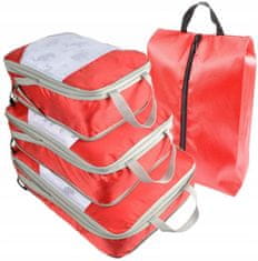 INNA Cestovní taška Kosmetické organizéry prostorné tašky tašky tašky 4 kusy Trip Story Pretoria barva červená