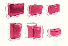 INNA Cestovní organizéry do kufru šatní skříně 7 tašek Organizér Trip Story 10,5 x 41 x 28 cm růžové a fialové barvy