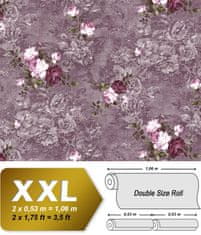 EDEM Vliesová tapeta květinový vzor EDEM 9045-25 plastická matná fialová lilková vínová bílá 10,65 m2