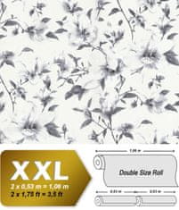EDEM Vliesová tapeta květinový vzor EDEM 9080-20 plastická duhově proměnlivá bílá šedá stříbrná 10,65 m2