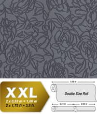 EDEM Vliesová tapeta květinový vzor EDEM 9040-27 plastická lesklá antracitová šedá 5,33 m2
