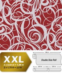 EDEM Vliesová tapeta s grafickým ornamentem EDEM 81136BR25 plastická s kovovými akcenty červená purpurově červená stříbrná 10,65 m2