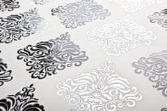 EDEM Tapeta s barokním vzorem EDEM 85024BR20 hladká s kovovými akcenty bílá černá stříbrná 5,33 m2