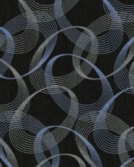 EDEM Tapeta s grafickým ornamentem EDEM 85034BR36 lehce reliéfná s kovovými akcenty antracitová černošedá modrá vřesová stříbrná 5,33 m2