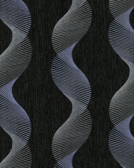 EDEM Tapeta s grafickým ornamentem EDEM 85035BR36 lehce reliéfná s kovovými akcenty antracitová černošedá modrá vřesová stříbrná 5,33 m2