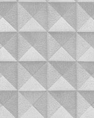 Profhome Vliesová tapeta s geometrickým vzorem Profhome BA220061-DI plastická s kovovými akcenty stříbrná m2