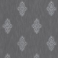 Profhome Textilní tapeta ornament Profhome 319464-GU lehce reliéfná matná modrá stříbrná 5,33 m2