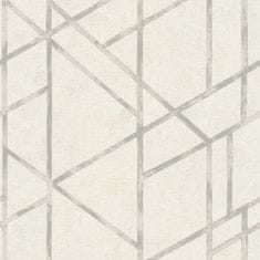 Profhome Vliesová tapeta s geometrickým vzorem Profhome 369285-GU lehce reliéfná lesklá stříbrná bílá 5,33 m2