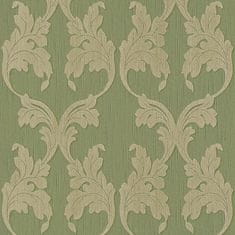 Profhome Textilní tapeta s barokním vzorem Profhome 956284-GU reliefná matná zelená 5,33 m2