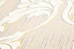 Profhome Textilní tapeta s barokním vzorem Profhome 956287-GU reliefná matná béžová krémová zlatá 5,33 m2