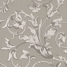 Profhome Textilní tapeta rostlinný motiv Profhome 956336-GU reliefná matná šedá béžová 5,33 m2