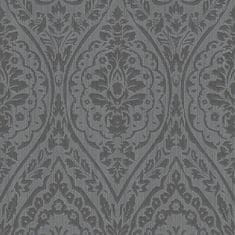 Profhome Textilní tapeta ornament Profhome 961957-GU reliefná matná hnědá černá 5,33 m2