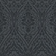 Profhome Textilní tapeta ornament Profhome 961959-GU reliefná matná černá šedá 5,33 m2