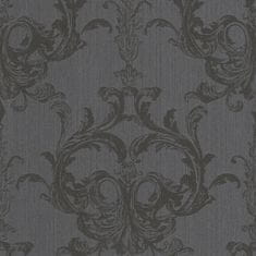 Profhome Textilní tapeta ornament Profhome 961966-GU reliefná matná hnědá černá 5,33 m2
