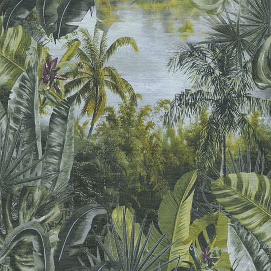 Profhome Vliesová tapeta džungle Profhome 383561-GU lehce reliéfná matná zelená světle modrá fialová 5,33 m2