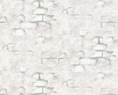 EDEM Vliesová tapeta imitace kamene EDEM 819DN50 lehce reliéfná matná bílá světle šedá platinová šedá 10,65 m2