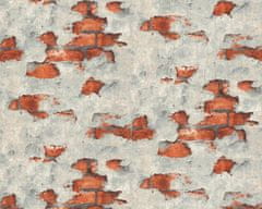 EDEM Vliesová tapeta imitace kamene EDEM 819DN55 lehce reliéfná matná šedá cihlově červená křemenná šedá 10,65 m2