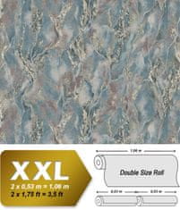 EDEM Vliesová tapeta imitace omítky EDEM 421ST27 lehce reliéfná s kovovými akcenty modrá holubí modrá stříbrná zlatá 10,65 m2