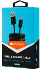 Canyon Nabíjení kabel 8-pin Lightning - USB 2.0, 1m, černá