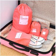 INNA Cestovní pytle 4 kusy na oblečení drobnosti barvy Sada 4 zavazadel a cestovních pytlů organizér kufřík barva červená