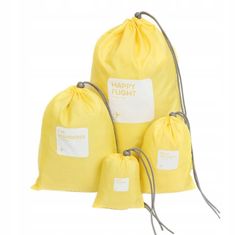 INNA Cestovní pytle 4 kusy na oblečení drobnosti barvy Sada 4 zavazadel a cestovních pytlů organizér kufřík barva žlutá