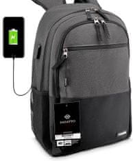 ZAGATTO Pánský sportovní školní batoh, 18L batoh na notebook, městský černý batoh s USB portem, vhodný pro formát A4, 4 kapsy, silný zip, nastavitelné a pohodlné popruhy, 45x30x13 / ZG68