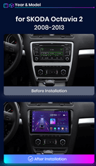 Junsun 10" Autorádio Skoda Octavia 2 A5 2008-2013 Android GPS Navigace, Bluetooth, Hansfree, WiFi, Skoda Octavia 2 A5 2008-2013 RÁDIO GPS 